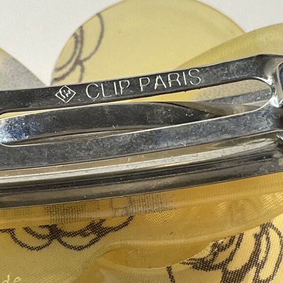 Hair Clip Barrette Handmade In Paris France 3D Flower Cream & Black‎ Vintage main image 8